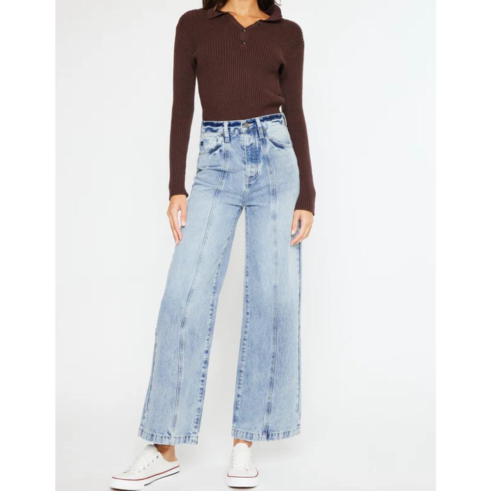 KANCAN JEANS HIGH RISE WIDE LEG WOMEN'S SIZE 11 / 29 RELAXED BAGGY MEDIUM WASH